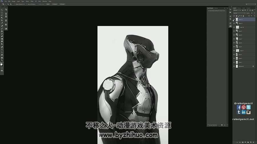 概念设计Anthony Jones超酷机械人绘制视频教程 附PSD和笔刷