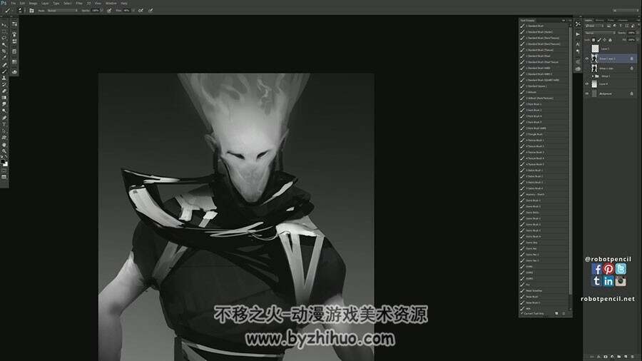 Anthony Jones 概念机械人和怪物绘制视频教程 附PSD和笔刷