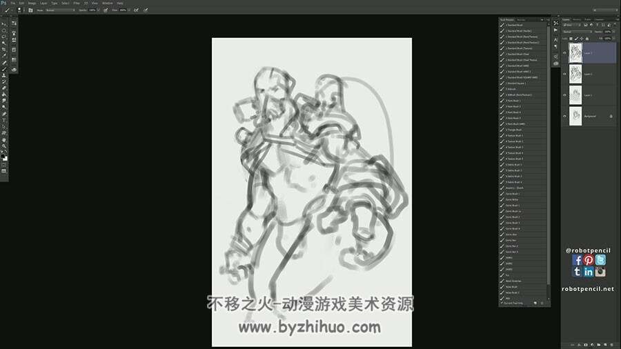概念设计Anthony Jones 暗黑概念角色绘制视频教程 附PSD和笔刷