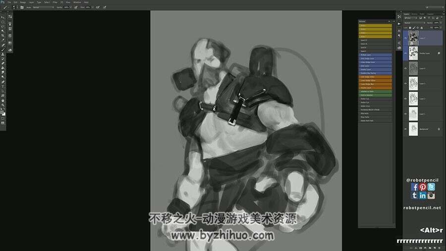 概念设计Anthony Jones 暗黑概念角色绘制视频教程 附PSD和笔刷