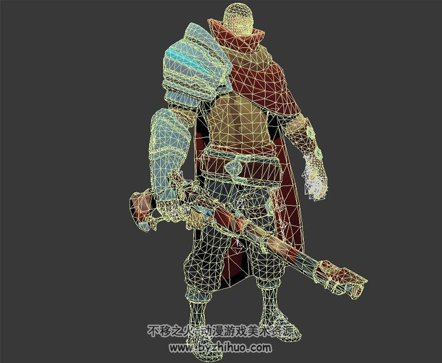 次世代奇幻风格 披风男战士剑士 3D模型 有绑定动作