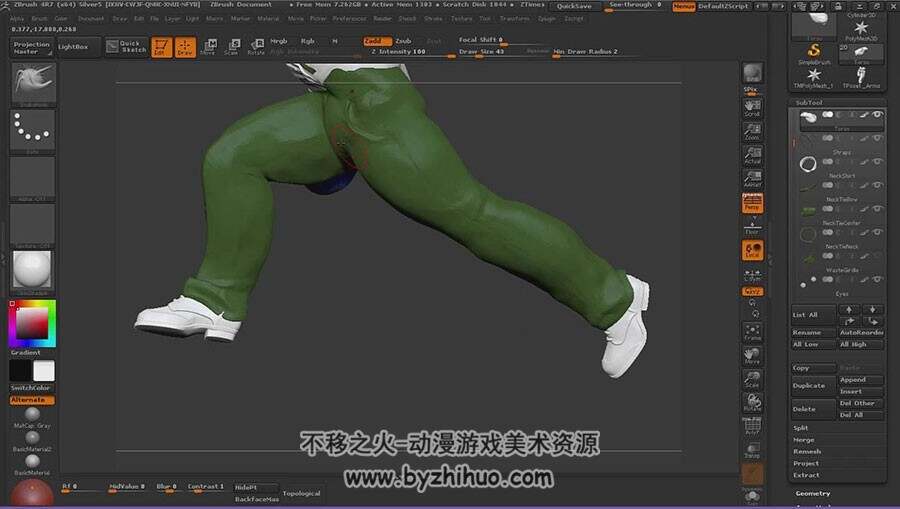 Zbrush 街霸3肌肉壮汉角色动作造型雕刻视频教程