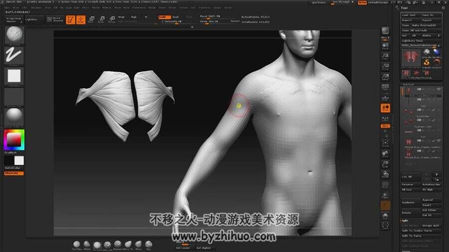 Zbrush 人体解剖之身体肌肉雕刻视频教程