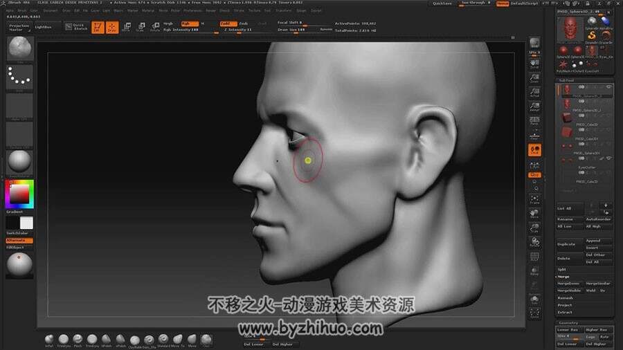 Zbrush 人体解剖之头部脸部雕刻视频教程