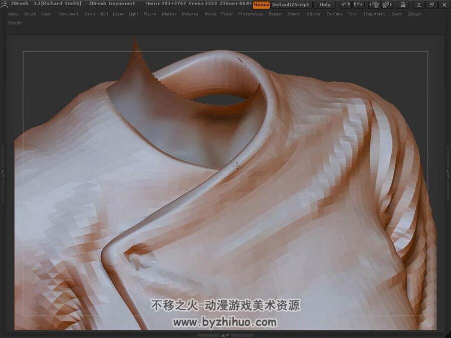 ZBrush 逼真的服装褶皱雕刻制作视频教程