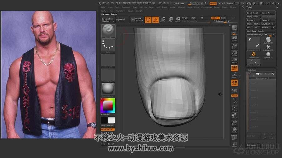 ZBrush 雕刻超精细胡渣肌肉壮汉视频教程