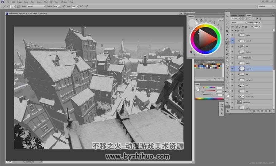 黑白场景 环境光线 CG绘画视频教程
