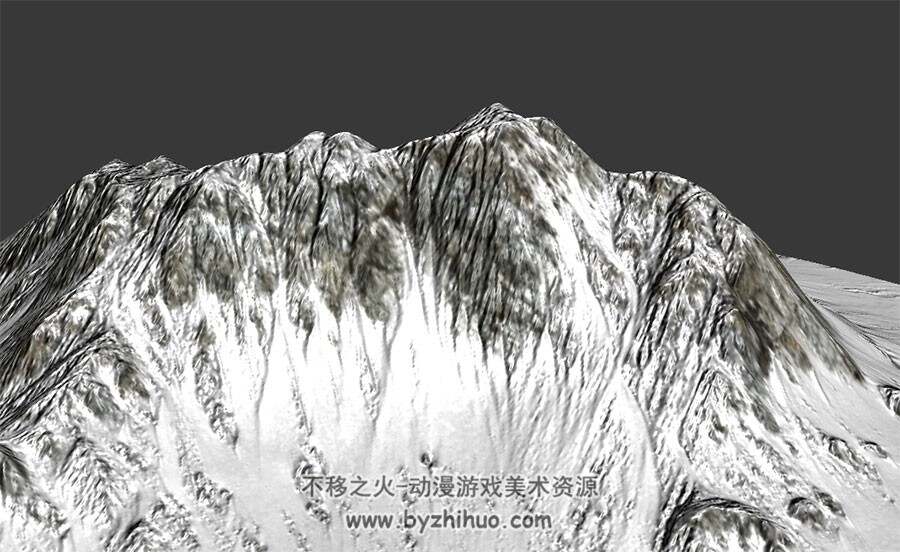 一座冻土雪山 3D模型 四边面