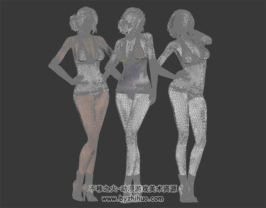 三个性感美女 影视级超高精3D模型