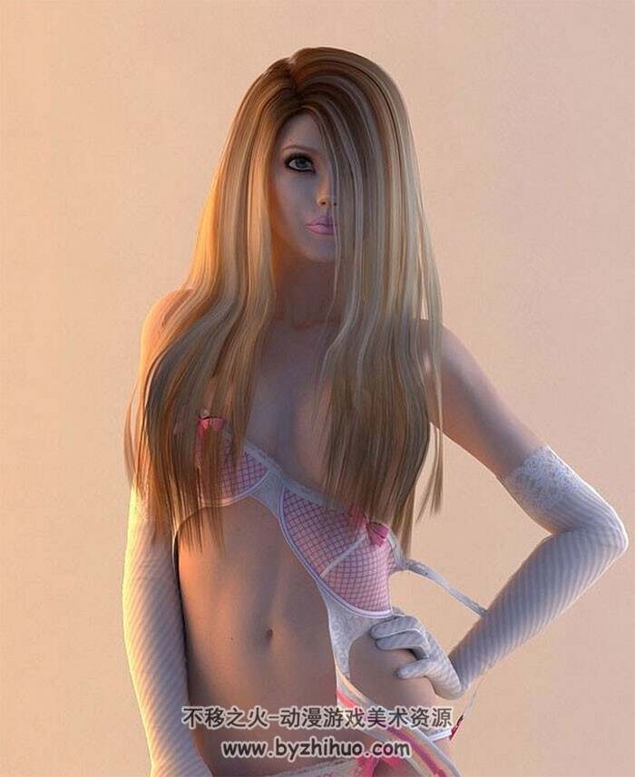 金发内衣性感美女 高精3D模型
