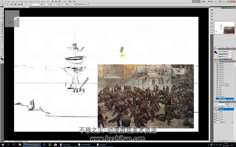 大师级油画风格数字绘画视频教程 附PSD文件和笔刷