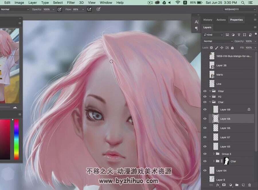 白衣粉发绿眸 高冷少女绘制视频教程