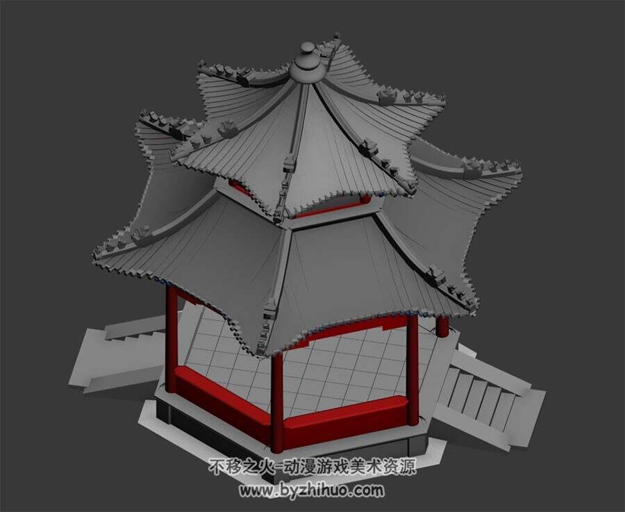 中式古代凉亭建筑 MAX模型