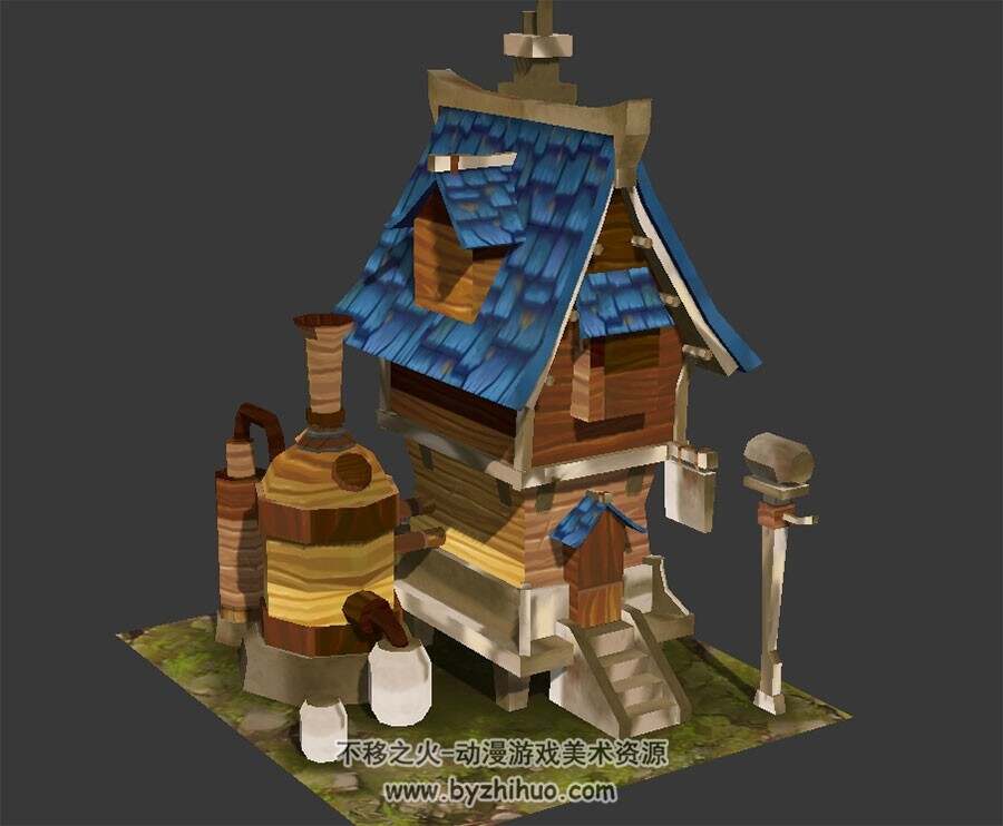 蓝顶小木屋 Max模型