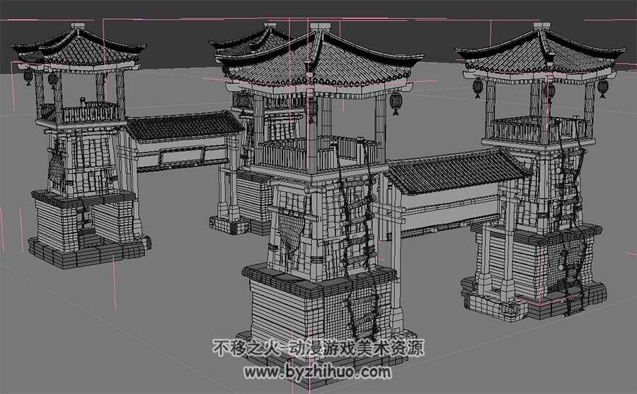中式古风哨塔建筑 Max模型
