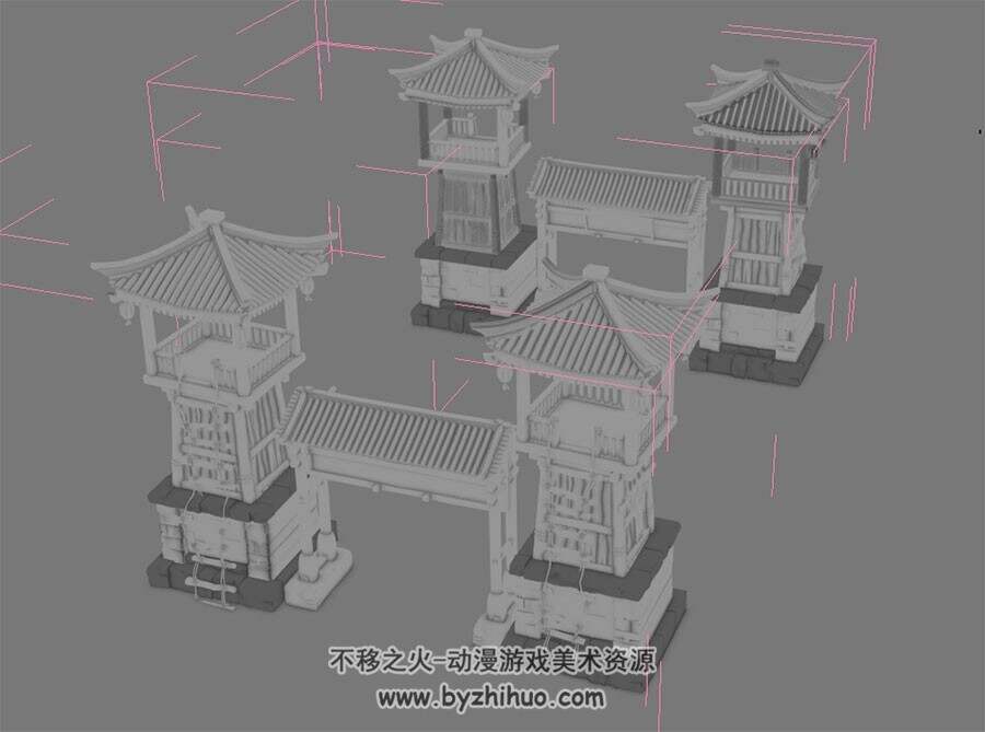 中式古风哨塔建筑 Max模型