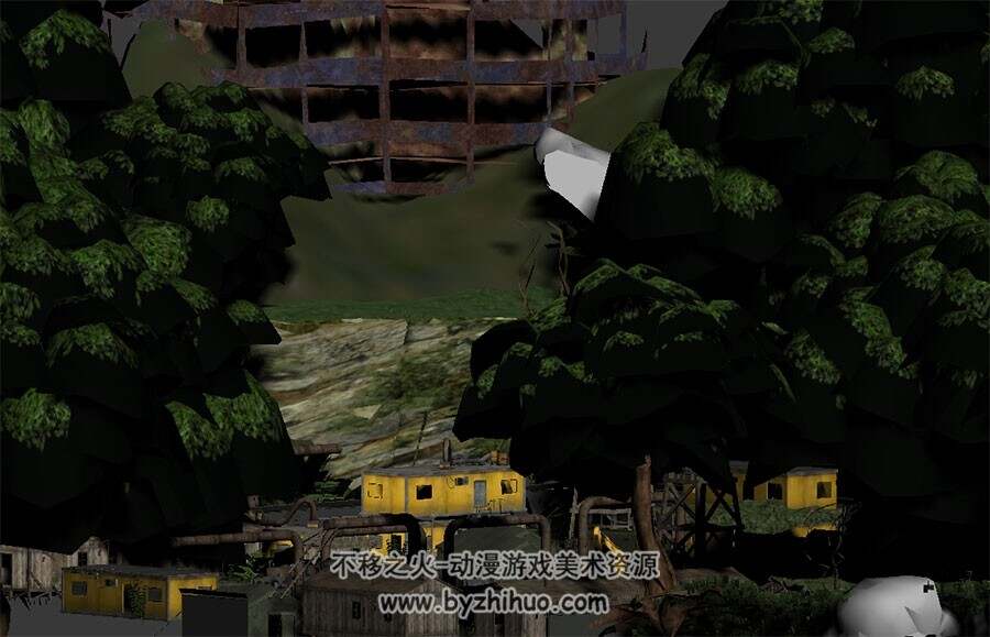现代废弃深林工厂 Max模型