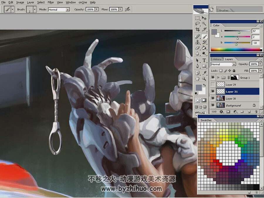 科幻概念机甲插画绘制视频教程 附PSD文件
