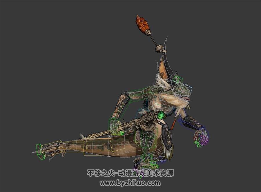 蜥蜴怪人 3D模型 带骨骼绑定和动作