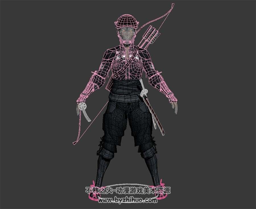 次世代 女弓箭手 3D模型有绑定