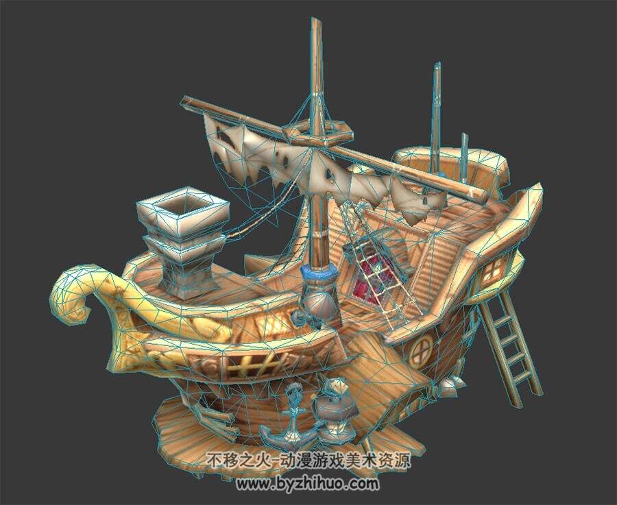 Q版 小帆船 Max模型