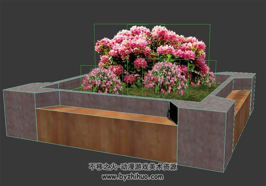 矩形花坛 Max模型