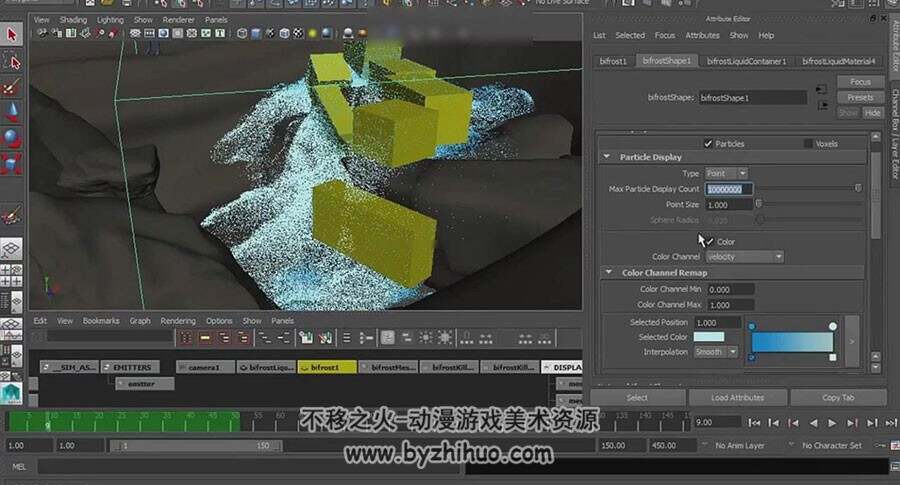 Maya BiFrost流体特效 流水效果视频教程 附工程文件