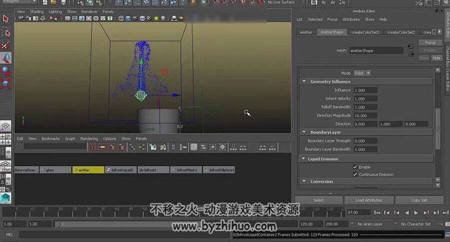 Maya BiFrost流体特效 流水效果视频教程 附工程文件