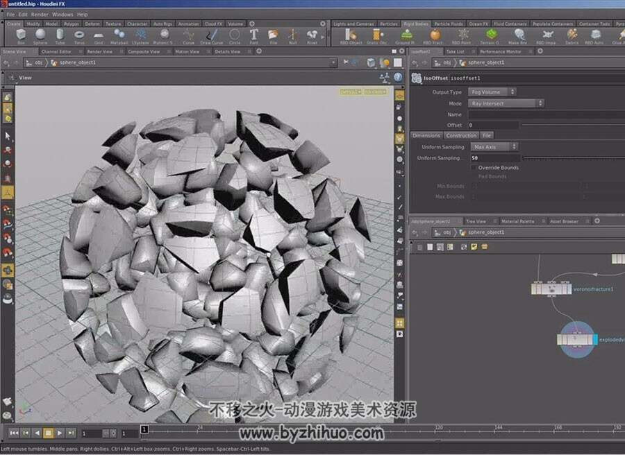 Houdini 刚体破碎效果制作视频教程 2.7GB