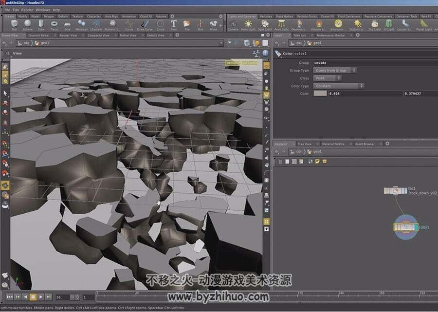 Houdini 刚体破碎效果制作视频教程 2.7GB
