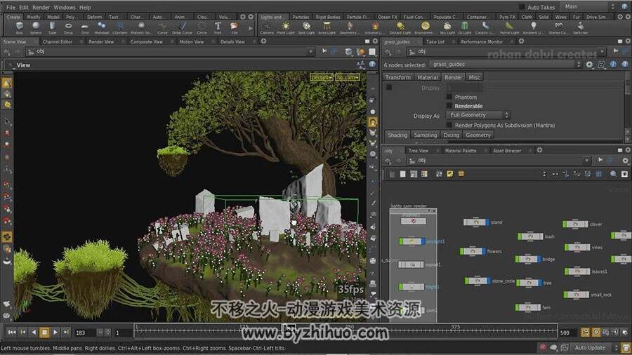 外国讲师 HOUDINI 空中漂浮植物岛制作视频教程 2.34GB