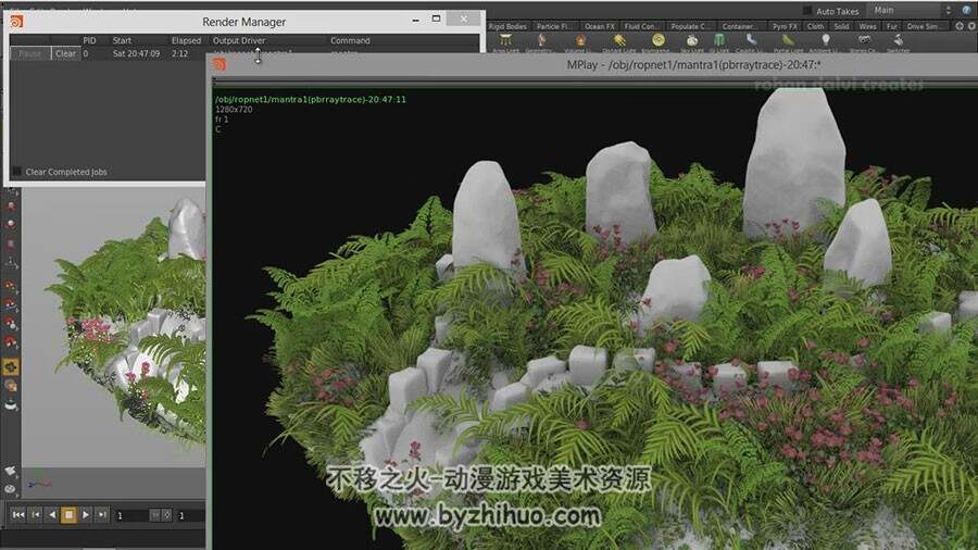 外国讲师 HOUDINI 空中漂浮植物岛制作视频教程 2.34GB