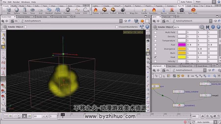 Houdini 烟雾火焰升腾特效制作视频教程