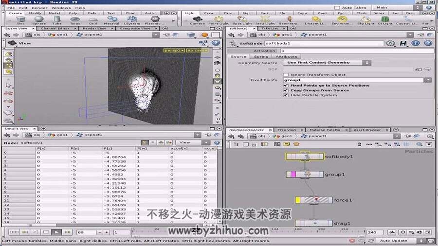 HOUDINI 粒子柔体的制作技巧视频教程