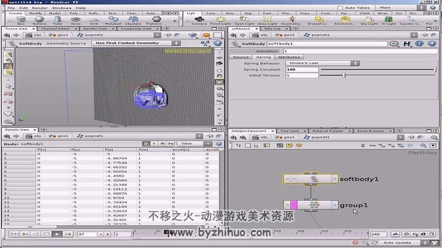 HOUDINI 粒子柔体的制作技巧视频教程