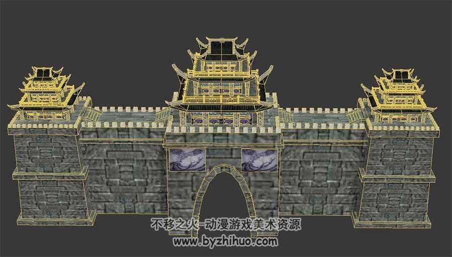 很壮观的中式古风城门 Max模型