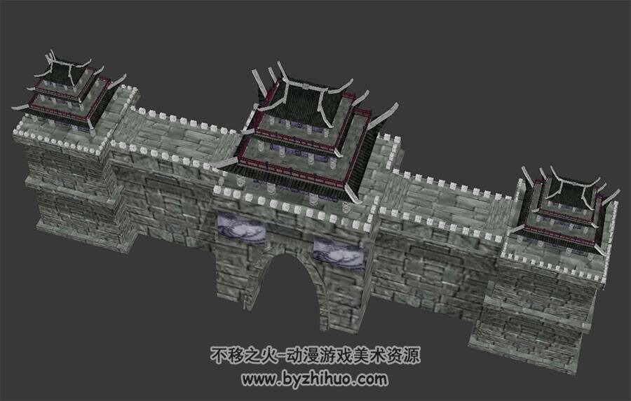 很壮观的中式古风城门 Max模型