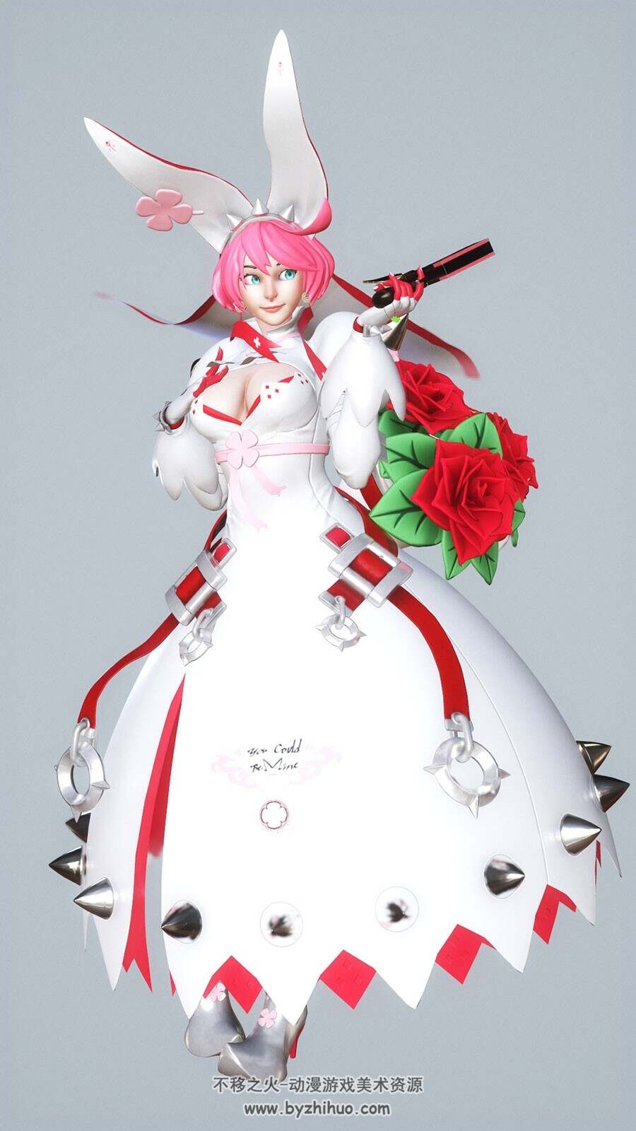 组合枪骑士艾露菲尔特 粉发少女3d高精模型