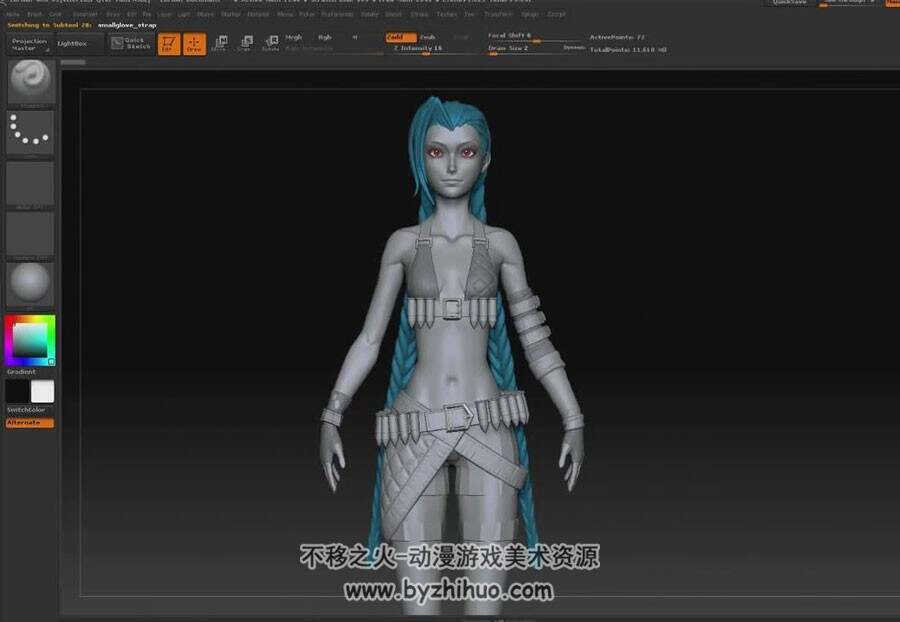 ZBRUSH 英雄联盟金克斯角色模型雕刻制作视频教程