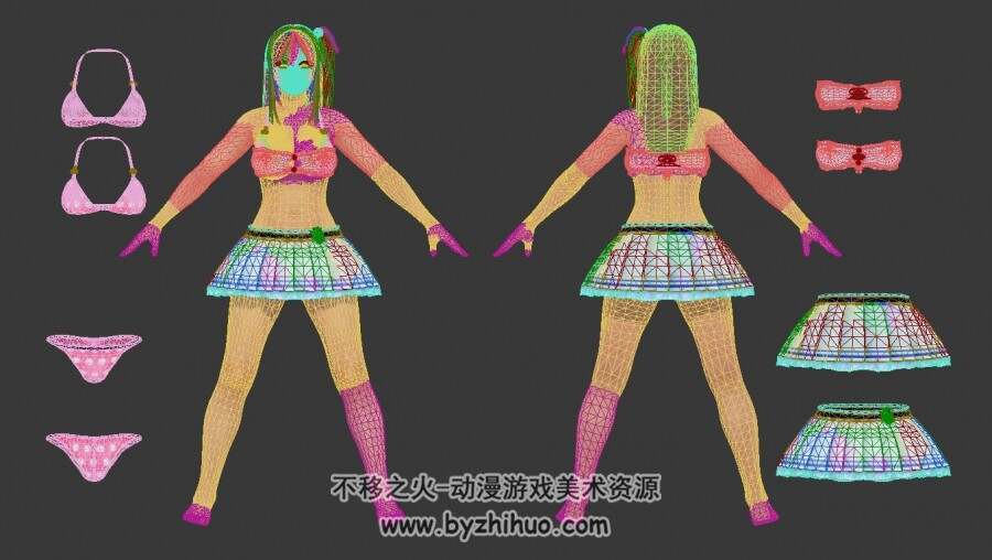 粉色奶牛泳装穗乃果流宗师果皇粉发少女次世代高精3d模型