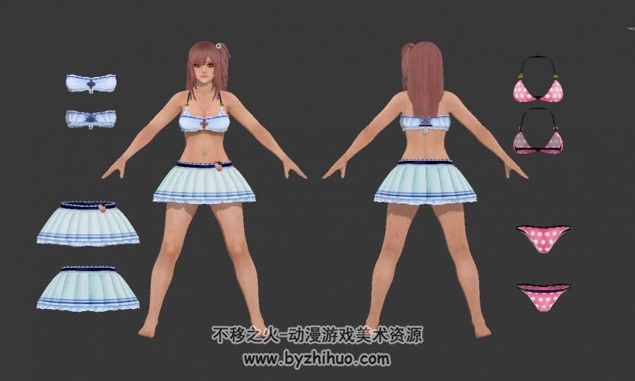 粉色奶牛泳装穗乃果流宗师果皇粉发少女次世代高精3d模型