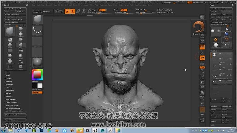 Zbrush 魔幻风兽人头部速雕教学视频