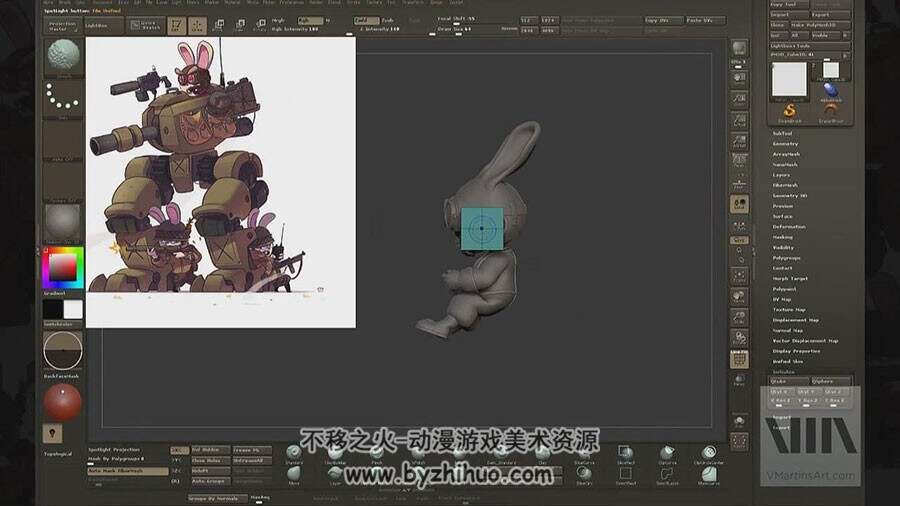 ZBrush 4R7 兔子机器人建模雕刻教学视频