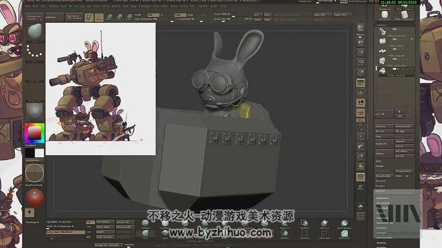 ZBrush 4R7 兔子机器人建模雕刻教学视频