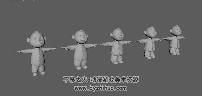 卡通男孩儿童 四边面3D模型