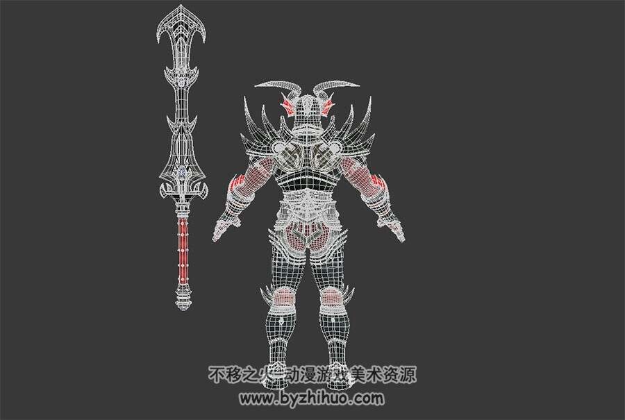 次世代魔幻风巨剑铠甲战士 高精模3D模型四边面