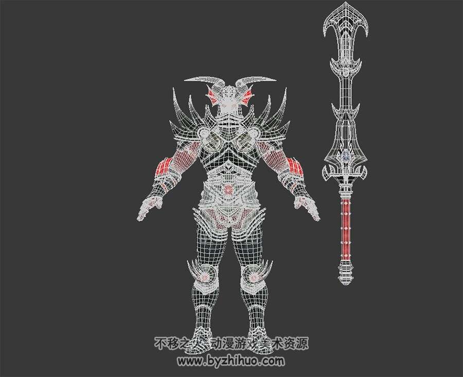 次世代魔幻风巨剑铠甲战士 高精模3D模型四边面