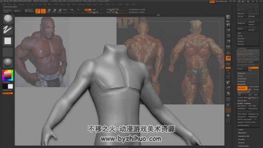 ZBrush 雕刻男性上半身人体肌肉视频教程