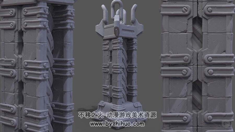 Zbrush 建筑石柱建造纹理雕刻视频教程 附源文件