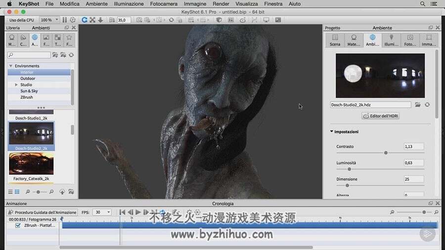 ZBrush 恐怖怪物鬼怪贴图材质制作视频教程